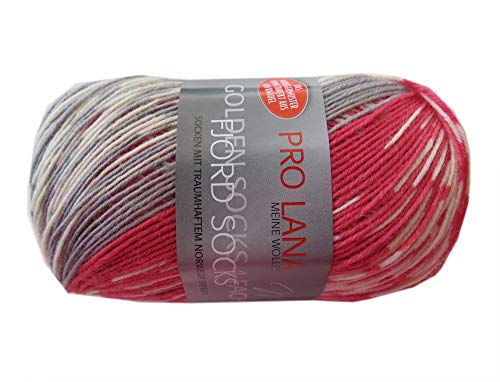 Unbekannt Pro Lana Fjord Socks 4-fädig Color 183 rot grau, Sockenwolle Norwegermuster musterbildend, 278477 von Unbekannt