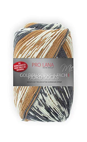Unbekannt Pro Lana Fjord Socks 4-fädig Color 187 braun grau, Sockenwolle Norwegermuster musterbildend, 278477 von Unbekannt