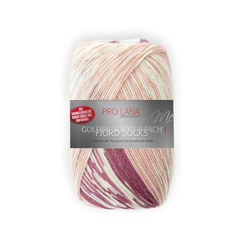 Unbekannt Pro Lana Fjord Socks 4-fädig Color 189 rosa Beere, Sockenwolle Norwegermuster musterbildend von Unbekannt