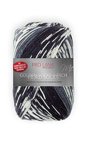 Unbekannt Pro Lana Fjord Socks 4-fädig Color 190 schwarz grau Natur, Sockenwolle Norwegermuster musterbildend von Unbekannt