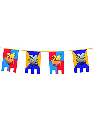 Boland 44000 - Wimpelkette Ritter und Drachen, Länge 6 m, Hängedeko mit Burg und Wappen, Girlande, Dekoration für Mottoparty, Geburtstag oder Karneval Boland 44000 - Wimpelkette Ritter und Drachen, Länge 6 m, Hängedeko mit Burg und Wappen, Girlande, Dekoration für Mottoparty, Geburtstag oder Karneval von Boland