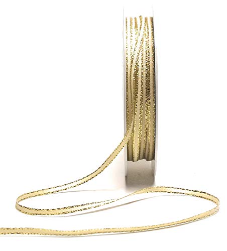 Unbekannt Satinband 50m x 3mm Creme - Gold Goldrand Dekoband Geschenkband Schleifenband von Unbekannt