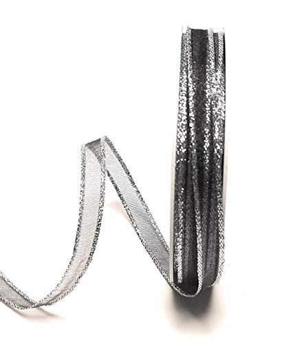 Schleifenband Organza 50m x 10mm Anthrazit - Silber Dekoband Geschenkband von Unbekannt