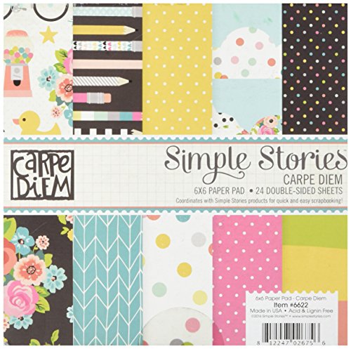 Simple Stories Doppelseitiges Papier Pad 6 x 6 2 Carpe Diem, Acryl, Mehrfarbig von Simple Stories