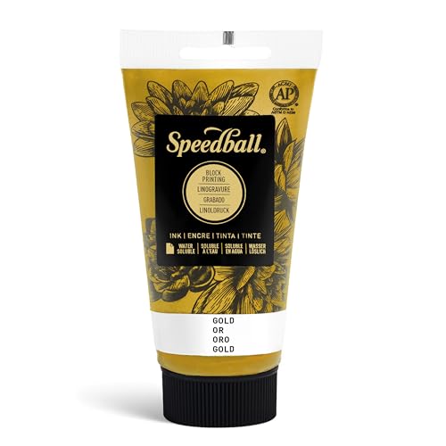 Unbekannt Speedball 3513 Water-Soluble Block Printing Ink – Bold Color with Satin Finish AP Certified 2.5 FL OZ, Gold von Speedball