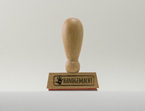 Unbekannt Stempel, Handgemacht mit Hand und Herz, 45mm x12mm, Holzstempel von Unbekannt