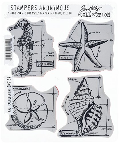 Stempel Anonymous Nautical Blue Print Tim Holtz selbst montiert Stempel Set von Stampers Anonymous
