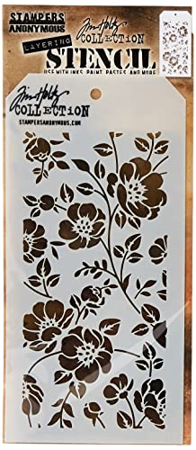 Stampers Anonymous Tim Holtz Blumenschablone, Synthetisches Material, durchsichtig, 28.3 x 11.4 x 0.1 cm von Stampers Anonymous