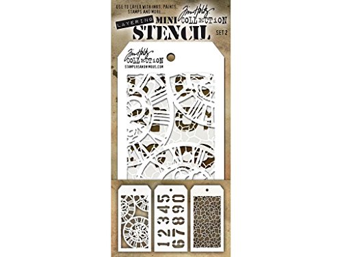 Stampers Anonymous Tim Holtz Mini-Schablonen-Set Nr. 2, sonstiges, Mehrfarbig, 8.61x21x0.2 cm von Stampers Anonymous