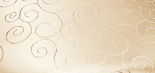Unbekannt Tischdecke oval 160x220 cm Struktur damast Circle bügelfrei fleckenabweisend #1316 (Creme Sand) von Tischdecke