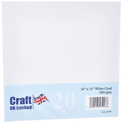 Unbekannt UK 2019 250 g PREMIER Karte Weiß (20 Stück Blatt) 12X12 CARD von Craft UK Limited
