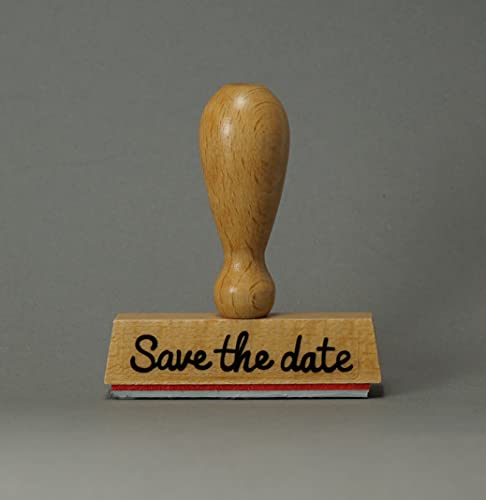 Unbekannt Webermann Holz Stempel rund Save The Date 62 x 13mm - Idealer Stempel Einladungsschreiben, Hochzeit, Events, Partys von Unbekannt