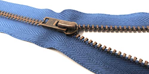 Unbekannt YKK Nicht teilbarer Reißverschluss mit Zipper aus Metall in antik Gold 839 Jeansblau 10 cm von Unbekannt