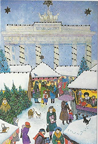 Weihnachtskarten Set 5 Karten Berlin Brandenburger Tor Weihnachten Grußkarten Goldprägung Kunstkarte Klappkarte Weihnachtsgrüße Nostalgie Retro von Unbekannt