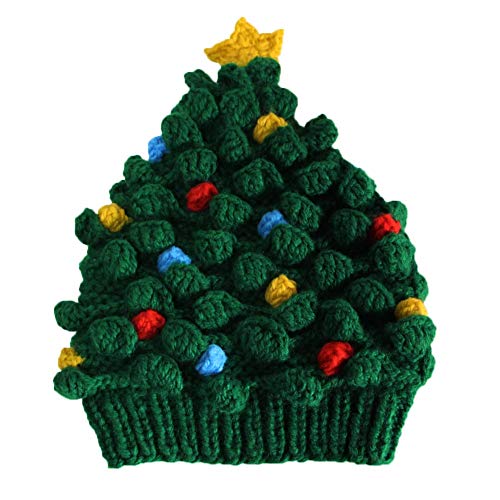 Weihnachtsmütze Baum Stern Beanie Strickmütze Knoten Kappe Warme Strickmütze Kreative Lustige Beanie Xsmas Strickmütze für Kinder Erwachsene (Grün, für Erwachsene) von Unbekannt