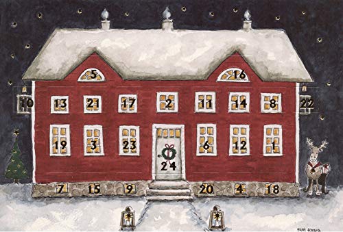 Wunderschöne Adventskalender-Grußkarte 2 Stück Weihnachten Goldprägung Doppelkarte Winter von Unbekannt
