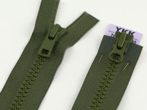 YKK Vislon Zwei-Wege-Reißverschluss, offenes Ende, 70 cm, Khaki-Grün von YKK