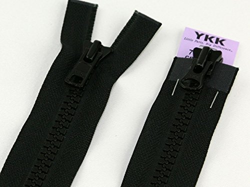 YKK Vislon Zwei-Wege-Reißverschluss, offenes Ende, 75 cm, Schwarz von YKK