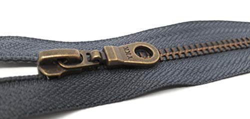 YKK teilbarer Reißverschluss aus Metall mit Zipper in antik Gold 182 Schiefergrau 40 cm von YKK
