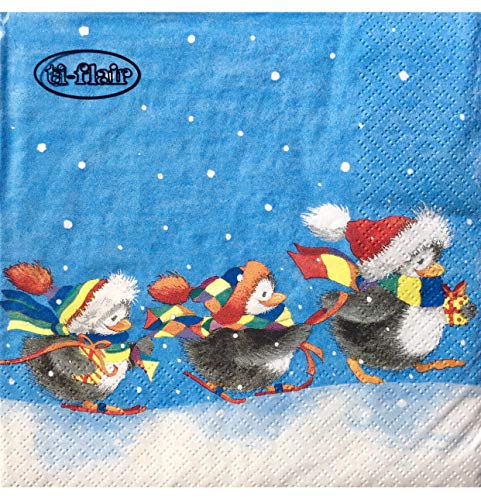 ti-flair - Servietten - Four Penguins in a Row - Weihnachten / Pinguine von ti-flair
