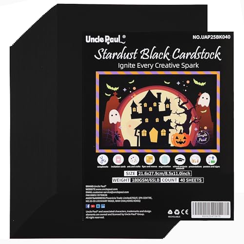 40 Blatt schwarzer Stardust-Karton, 21,6 x 27,9 cm, doppelseitiger Einband, 29,5 kg, Druckerpapier, perfekt für Scrapbooking, Handwerk, Visitenkarten, 180 g/m², UAP25BK040 40 Blatt schwarzer Stardust-Karton, 21,6 x 27,9 cm, doppelseitiger Einband, 29,5 kg, Druckerpapier, perfekt für Scrapbooking, Handwerk, Visitenkarten, 180 g/m², UAP25BK040 von Uncle Paul