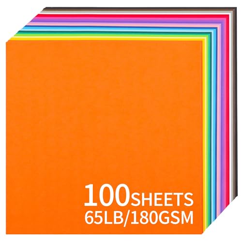 12" x 12" Farbiger Karton - 100 Blatt Kartonpapier 20 Farben 180 g/m² 65 lb 30,5 × 30,5 cm für Kartenherstellung, Kunst- und Bastelbedarf UAP10 von Uncle Paul