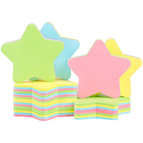 Haftnotizen Sternförmig - 10 Pads 76x76mm Selbstklebend Post Memo Nette Mischfarbe für Büro/Zuhause/Küche/Backen/Schule Großverkauf 1000 Blatt Insgesamt von Uncle Paul