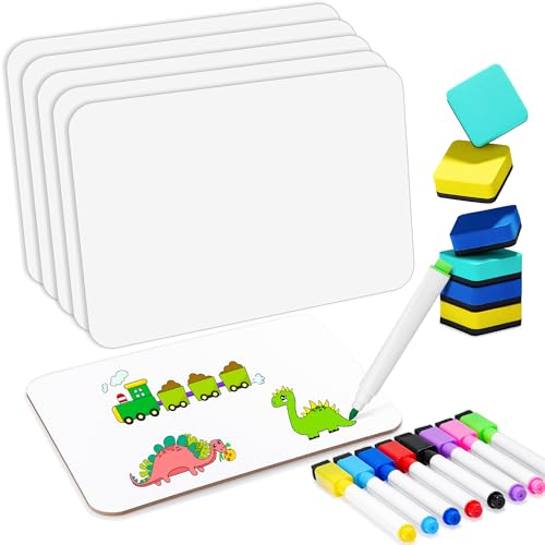 6 Packs Dry Erase Board - 9" x 12" kleine doppelseitige weiße Tafel mit 6 trockenen Radiergummis & 8 farbigen Markern Mini Whiteboard für Studenten Kinder Klassenzimmer Büro CP08MX1 von Uncle Paul