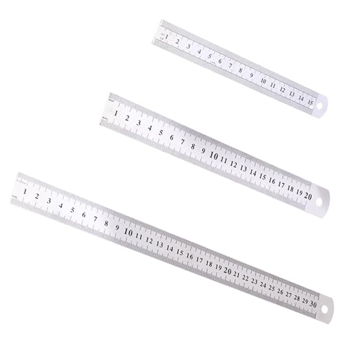 3-teiliges Edelstahl-Lineal-Set, 15/20/30 cm, doppelseitige Kanten, Messwerkzeug für Ingenieurunterricht von UncleS