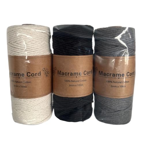 3Rolls Buntes Baumwollgarn 3 Mm 100 M Farbenfrohe Kabel Drehgeschnittene Schnur Für Wandhänge Pflanzen Händler Handwerkgarn von UncleS