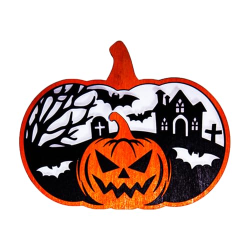Benutzerfreundliche Halloween-Dekorationen aus Holz, Specter-Kürbis-Ornament für Tür, Wand, Partys, mit 4 Stil-Optionen, Multi-Design, Halloween, Holzornament von UncleS
