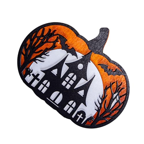 Benutzerfreundliche Halloween-Dekorationen aus Holz, Specter-Kürbis-Ornament für Tür, Wand, Partys, mit 4 Stil-Optionen, Multi-Design, Halloween, Holzornament von UncleS