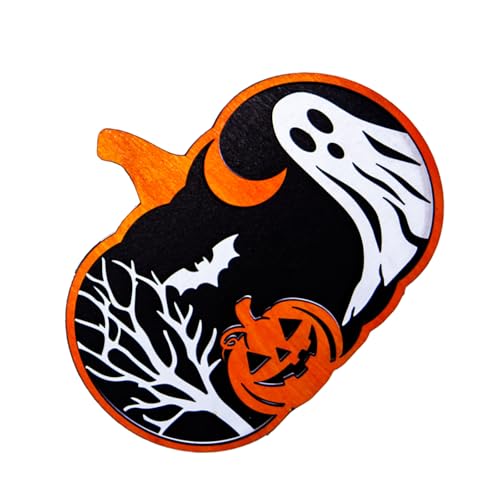 Benutzerfreundliche Halloween-Dekorationen aus Holz, Specter-Kürbis-Ornament für Tür, Wand, Partys, mit 4 Stil-Optionen, Multi-Design, Halloween, Holzornament von UncleS