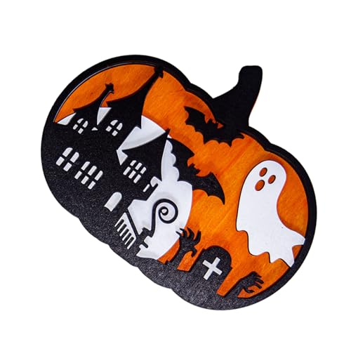 Benutzerfreundliche Halloween-Dekorationen aus Holz, Specter-Kürbis-Ornament für Tür, Wand, Partys, mit 4 Stil-Optionen, Multi-Design, Halloween, Holzornament von UncleS