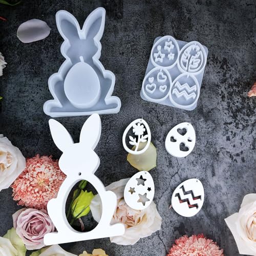 Flexible Silikonform Für Künstlerische Kaninchen Skulpturen Und Hängeringe Eier Perfekt Für Familienhandwerksaktivitäten Weihnachtsdekoration Schimmel von UncleS