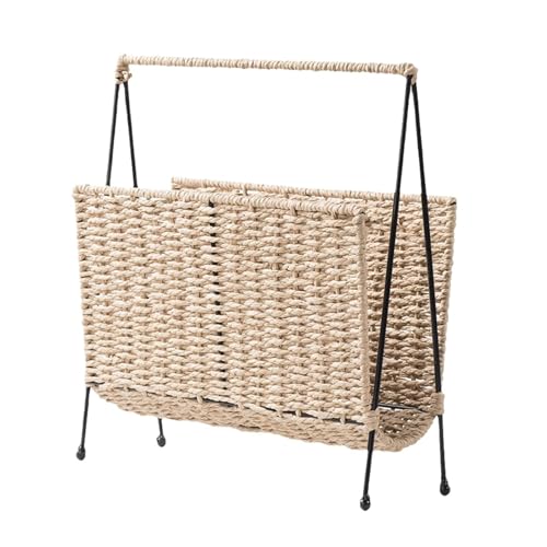 Handgewebter Zeitschriftenhalter Stehkorb Buchaufbewahrung Halter Zeitungsaufbewahrung Regal für Wohnzimmer, Kinderzimmer, Büro von UncleS