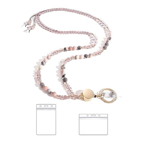 Natural Beads Lanyard Für Abzeichenkartenhalter Und Schlüssel Einziehbarer Lanyards Naturstein Perlen Für Frauen Lehrerschlüssel von UncleS