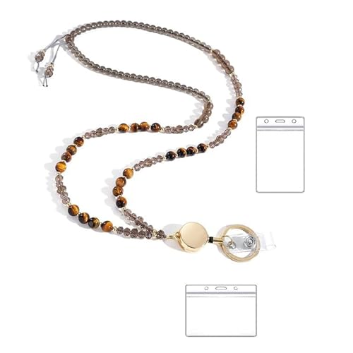Natural Beads Lanyard Für Abzeichenkartenhalter Und Schlüssel Einziehbarer Lanyards Naturstein Perlen Für Frauen Lehrerschlüssel von UncleS