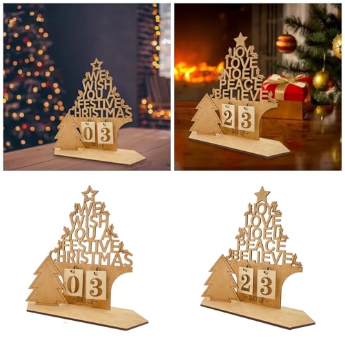 Stylischer Countdown Kalender Holz Advent Dekoration Für Und Büro Nutzung Handgefertigtes Festival Desktop Orament Classroom Weihnachtsdekoration von UncleS