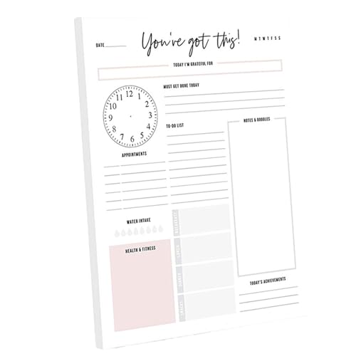 Tagesplaner, 60 Blatt, Fitness, Lesen, Mahlzeiten-Tracking, Tagebuch, Tagesplaner, Notizblöcke, 21 x 14 cm, für Männer, Frauen, Studenten Tagesplaner, 60 Blatt, Fitness, Lesen, Mahlzeiten-Tracking, Tagebuch, Tagesplaner, Notizblöcke, 21 x 14 cm, für Männer, Frauen, Studenten von UncleS