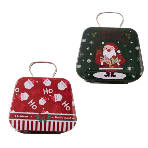 UncleS 2pcs Tragbare Weihnachts Eisen Süßigkeiten Container Jubel Süßigkeiten Snacks Hülle Mit Farbenfrohen Saisonalen Muster Dekorative Miniaturzinn Handtasche von UncleS