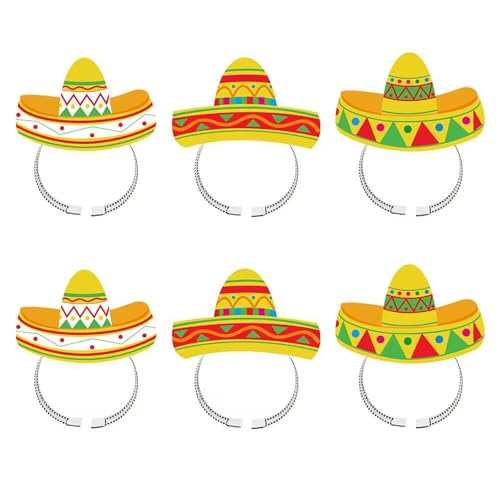 UncleS Bunte Sombrero-Stirnbänder, Party-Requisiten, Haardekoration, Papier-Kopfschmuck für Mottopartys, Party-Kopfschmuck, 6 Stück UncleS Bunte Sombrero-Stirnbänder, Party-Requisiten, Haardekoration, Papier-Kopfschmuck für Mottopartys, Party-Kopfschmuck, 6 Stück von UncleS