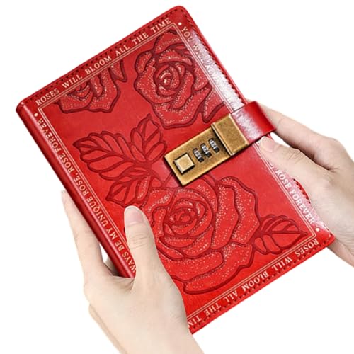 Notizbuch mit Kombinationsschloss - Nachfüllbares Schreiben Journal | PU -Leder -Cover, nachfüllbare Seiten, sicheres privates Schreibbuch, perfekt für Frauen Männer Teenager Travel School Arbeit tägl von Ungtyb