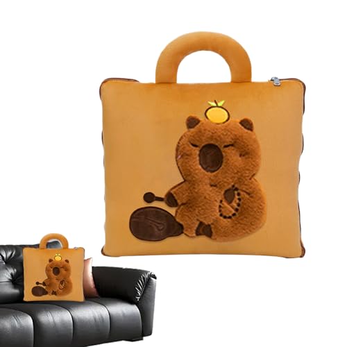 Reisedecke und Kissen – 2-in-1 Capybara-Nickerchenset für Komfort im Flugzeug | Weicher Plüschstoff mit Kopfstütze, kompaktes, leichtes Design für Kinder, Erwachsene, Kleinkinder, Camping, Auto, Kinde von Ungtyb