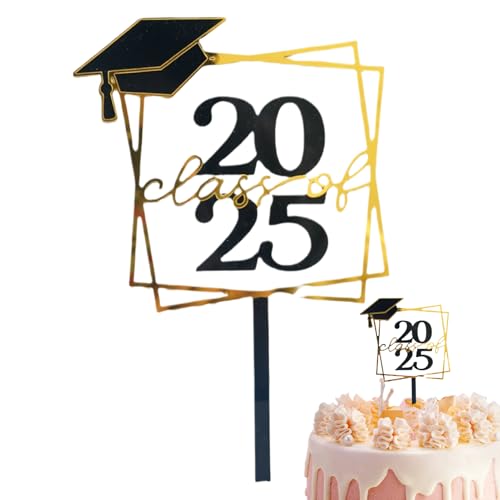 Ungtyb Abschluss Cupcake Toppers, Abschlussdekorationen 2025 Cupcake Toppers, Stabile Schwarze Und Goldene Appetit Spieße Fotobooth Requisiten Für Klassenzimmer Schule Universität Kindergarten von Ungtyb
