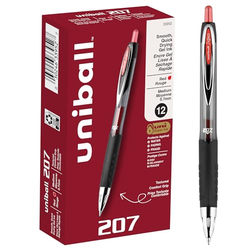 Signo Gel 207 Roller Ball Retractable Gel Pen, Red Ink, Medium, Dozen von Uni-Ball
