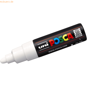 6 x Uni-Ball Fasermaler Uni Posca PC-7M 4,8-5,5mm weiß von Uni-Ball