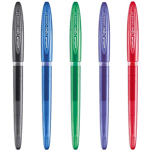 Uni-Ball Signo UM-170 Gelstick Gel-Tintenroller Kugelschreiber Stifte, Schwarz, Blau, Grün, Violett und Rot, 5 Stück Uni-Ball Signo UM-170 Gelstick Gel-Tintenroller Kugelschreiber Stifte, Schwarz, Blau, Grün, Violett und Rot, 5 Stück von Uni-Ball