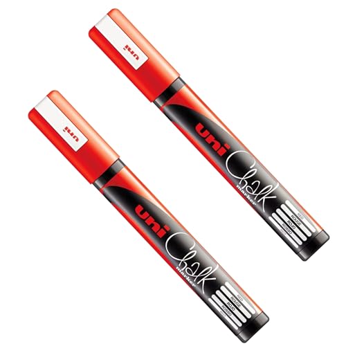 Uni PWE-5M Flüssigkreide-Marker – Whiteboard Tafel Kreidetafel – nicht permanent – Rot – 2 Stück Uni PWE-5M Flüssigkreide-Marker – Whiteboard Tafel Kreidetafel – nicht permanent – Rot – 2 Stück von Uni-Ball