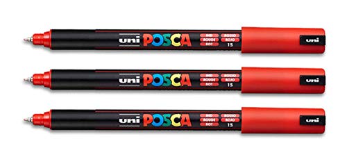 uni-ball PX89789000 POSCA -181701 Marker mit kalibrierter Spitze (Rot 3 Stück) von uni-ball